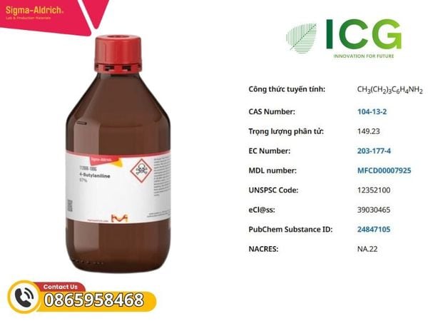  4-Butylaniline 97% Merck - p-Aminobutylbenzene CAS 104-13-2 