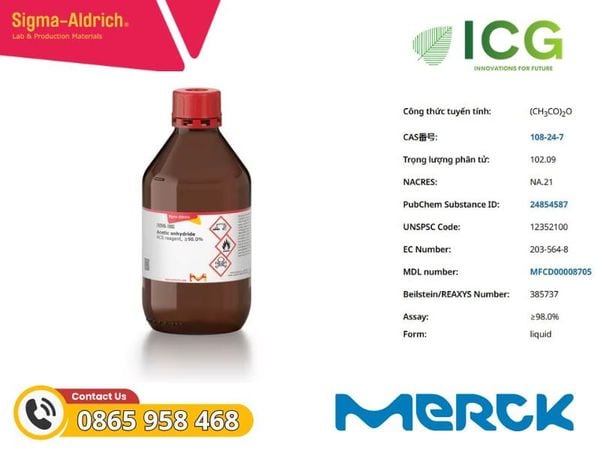  Acetic anhydride ACS reagent grade ≥98.0% Merck CAS 108-24-7 