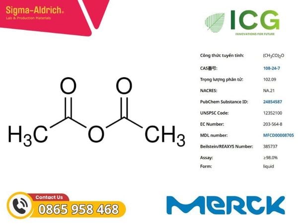  Acetic anhydride ACS reagent grade ≥98.0% Merck CAS 108-24-7 