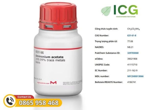 Ammonium acetate - hóa chất tinh khiết cao Merck cho LC-MS | CAS 631-61-8 