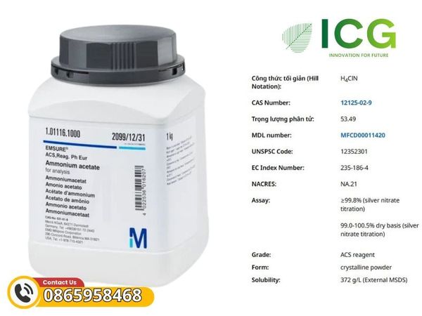  Ammonium chloride for analysis EMSURE | Amoni clorua CAS 12125-02-9 Merck 