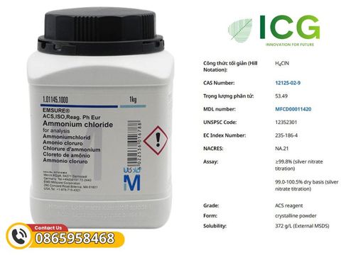  Ammonium chloride for analysis EMSURE | Amoni clorua CAS 12125-02-9 Merck 