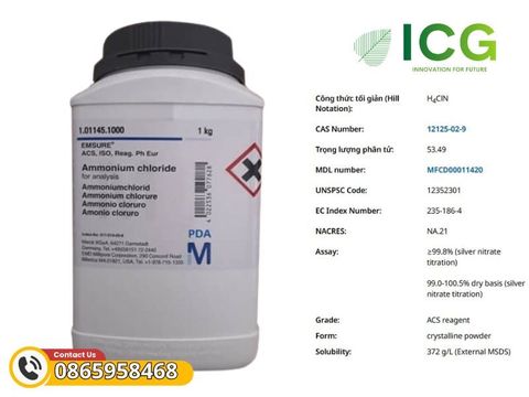  Ammonium chloride for analysis EMSURE | Amoni clorua CAS 12125-02-9 Merck 