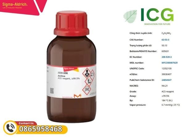  Aniline ACS reagent grade ≥99.5%  Merck | Anilin tinh khiết CAS 62-53-3 