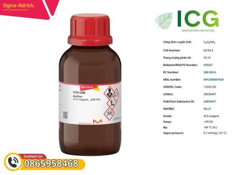  Aniline ACS reagent grade ≥99.5%  Merck | Anilin tinh khiết CAS 62-53-3 