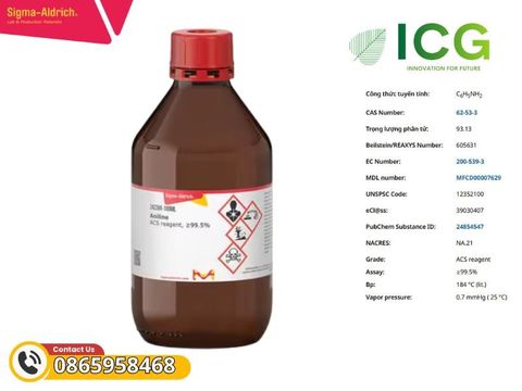  Aniline ACS reagent grade ≥99.5%  Merck | Anilin tinh khiết CAS 62-53-3 