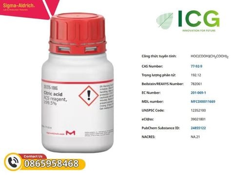  Citric Acid ≥99.5% | Axit hữu cơ Merck CAS 77-92-9 