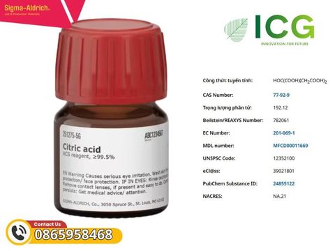  Citric Acid ≥99.5% | Axit hữu cơ Merck CAS 77-92-9 