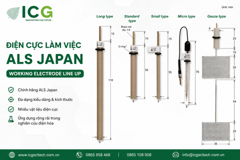  Điện cực làm việc ALS Japan GC, Pt, Au | ICG Scitech 