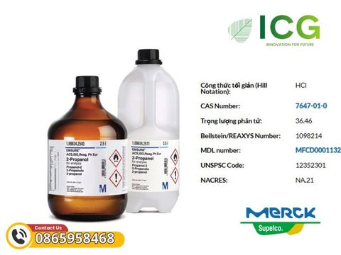  Hydrochloric acid fuming 37% Merck EMSURE | HCL CAS 7647-01-0 