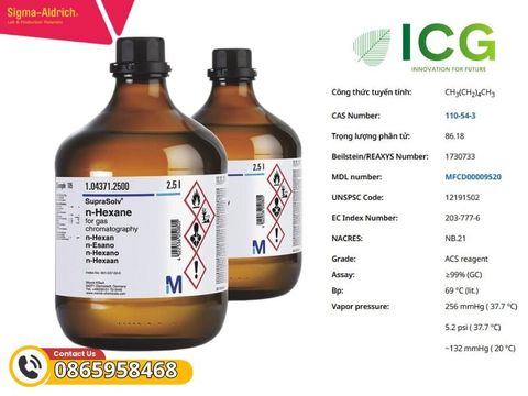  n-Hexane ≥99% (GC), ACS reagent, EMSURE Dung môi tinh khiết Merck 110-54-3 