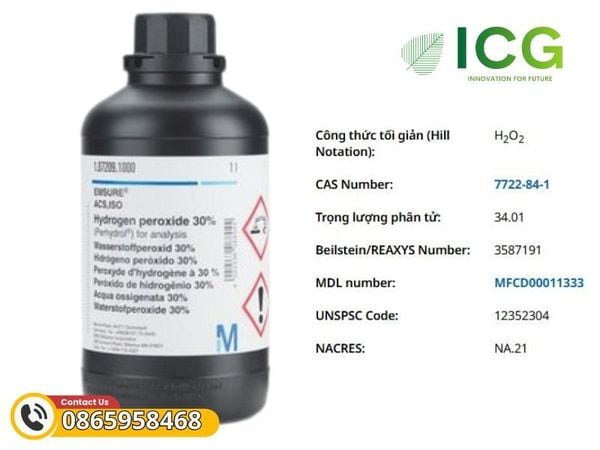  Hydrogen peroxide 30% (Perhydrol™) EMSURE H₂O₂, CAS 7722-84-1 MERCK 