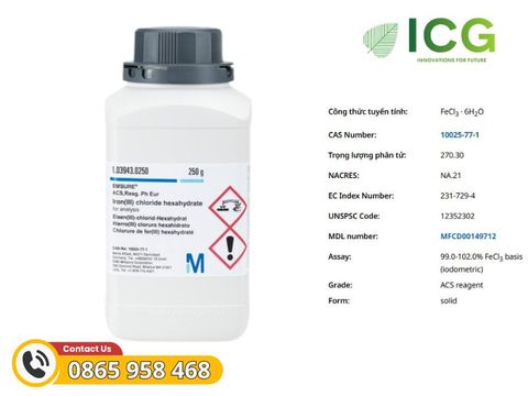  Iron(III) chloride hexahydrate EMSURE – Hóa chất chuẩn Merck CAS 10025-77-1 