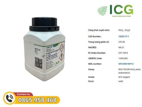  Iron(III) chloride hexahydrate EMSURE – Hóa chất chuẩn Merck CAS 10025-77-1 