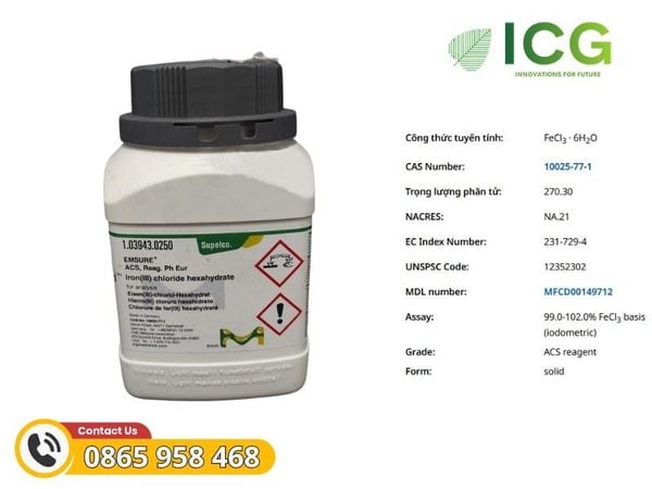  Iron(III) chloride hexahydrate EMSURE – Hóa chất chuẩn Merck CAS 10025-77-1 