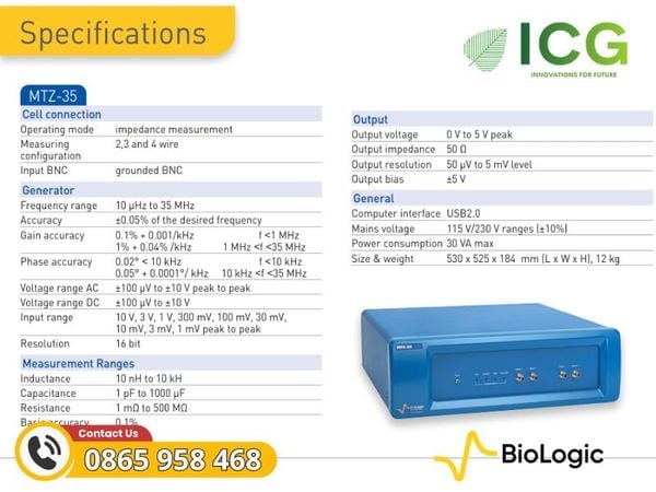  Hệ thống đo trở kháng điện hóa MTZ-35 BioLogic | 35 MHz chính xác cao 