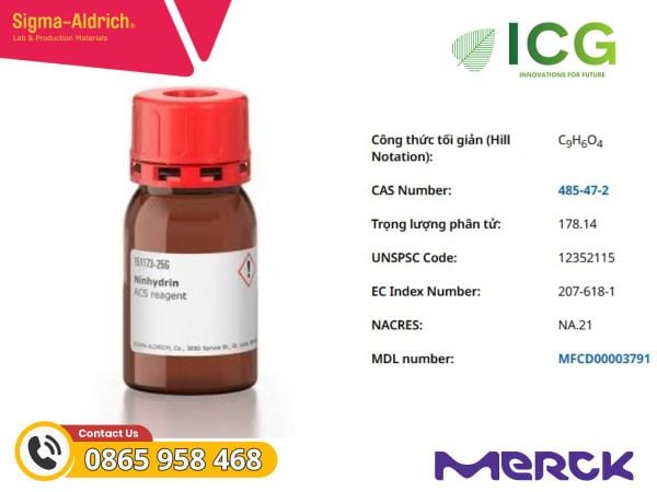  Ninhydrin GR for analysis ACS Merck C9H6O4 CAS 485-47-2 