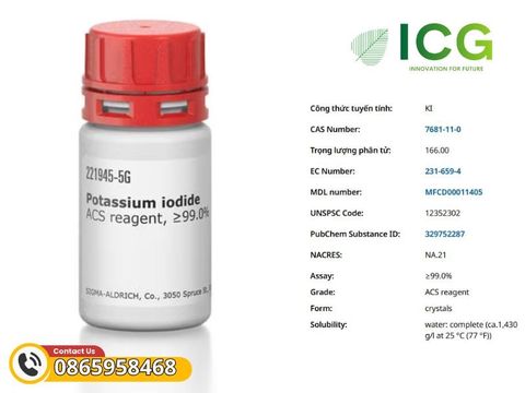  Potassium iodide ACS reagent, ≥99.0% | Hóa chất Kali iodua Merck CAS 7681-11-0 