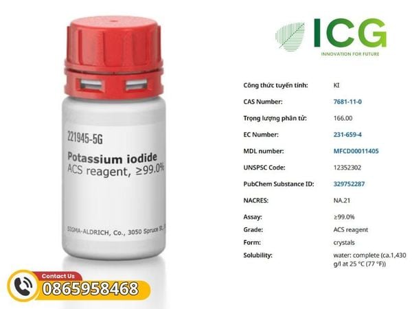  Potassium iodide ACS reagent, ≥99.0% | Hóa chất Kali iodua Merck CAS 7681-11-0 