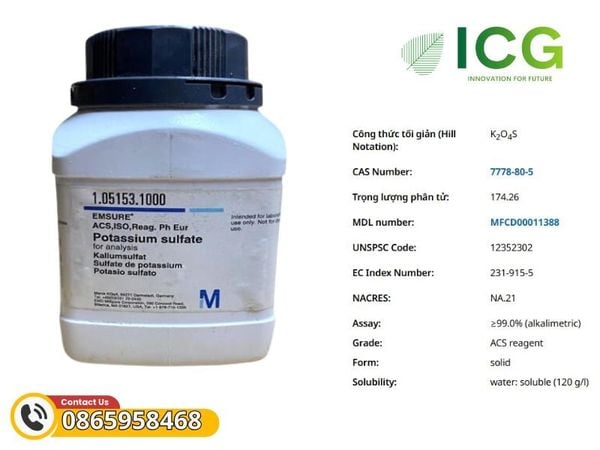  Potassium sulfate for analysis | Hóa chất Kali sunfat Merck CAS 7778-80-5 