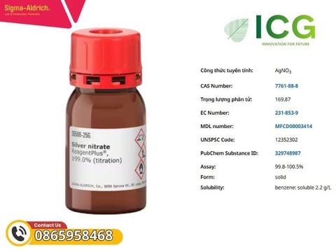  Silver nitrate CAS 7761-88-8 99.8–100.5% | Bạc nitrat tinh khiết Merck 