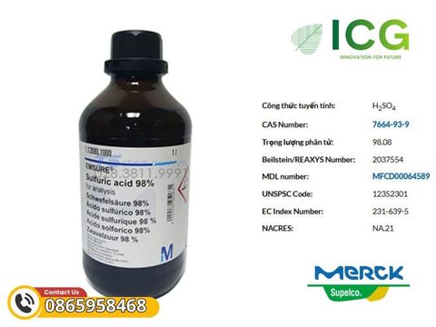  Axit sulfuric Merck EMSURE | Sulfuric acid 98% CAS 7664-93-9 