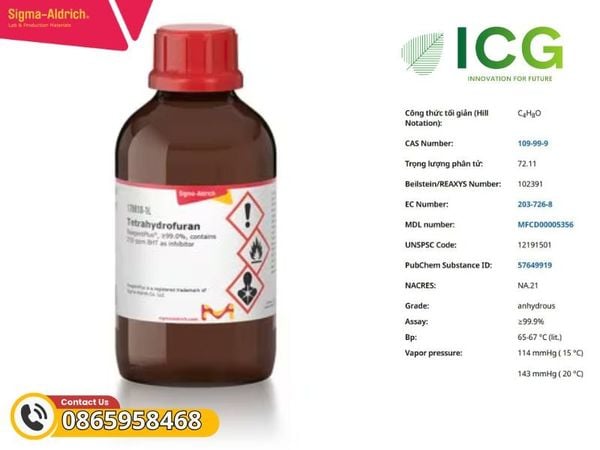  Tetrahydrofuran Merck - Dung môi THF - Oxylan 99.9% CAS 109-99-9 