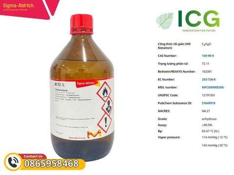  Tetrahydrofuran Merck - Dung môi THF - Oxylan 99.9% CAS 109-99-9 