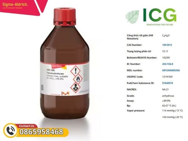  Tetrahydrofuran Merck - Dung môi THF - Oxylan 99.9% CAS 109-99-9 