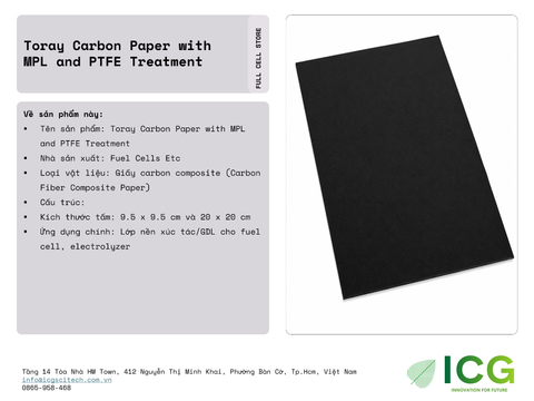  Toray Carbon Paper with MPL and PTFE Treatment | Giấy carbon Fuel Cells 