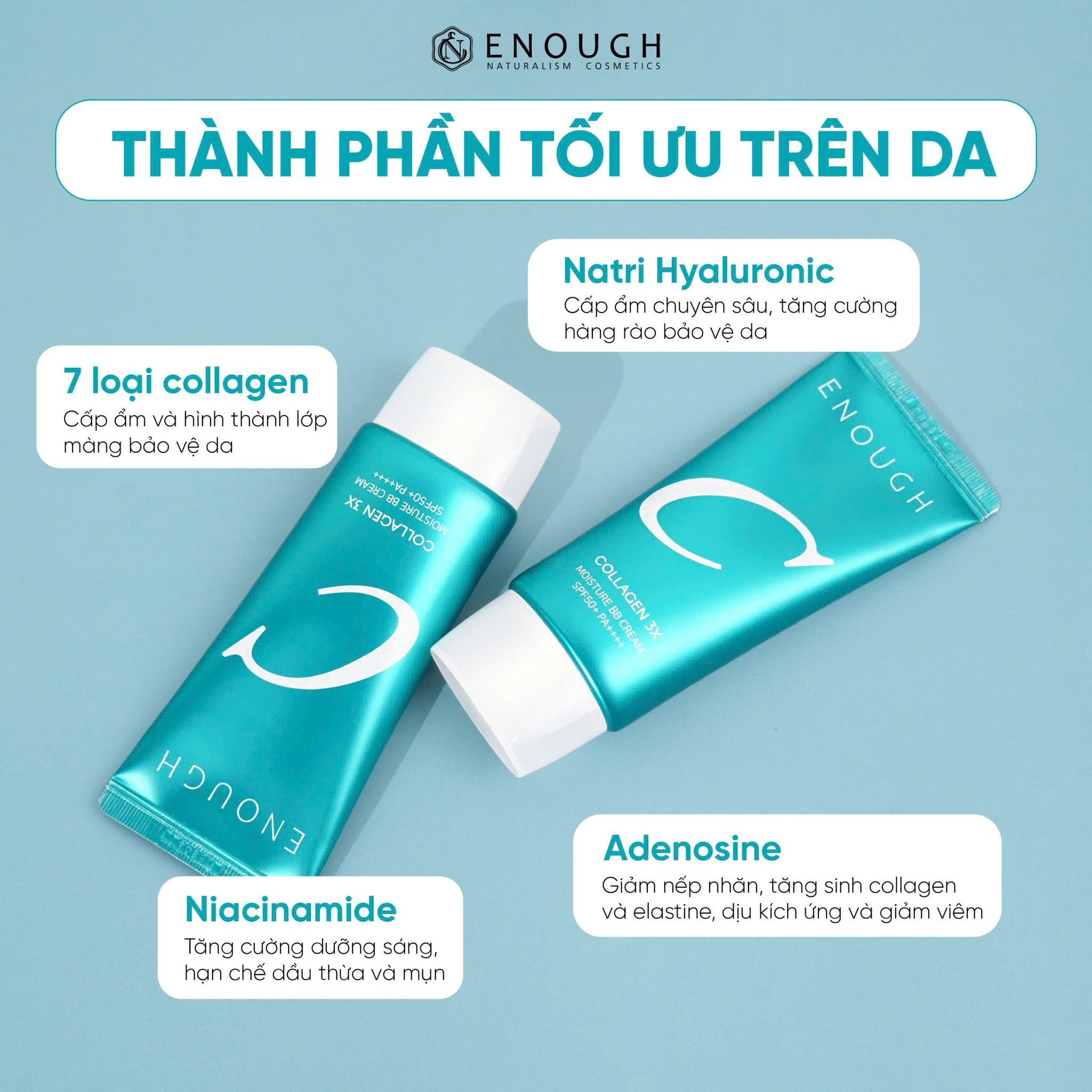 KEM NỀN BB COLLAGEN 3X ENOUGH COLLAGEN 3X MOISTURE BB CREAM SPF50+ PA++++ 50ML