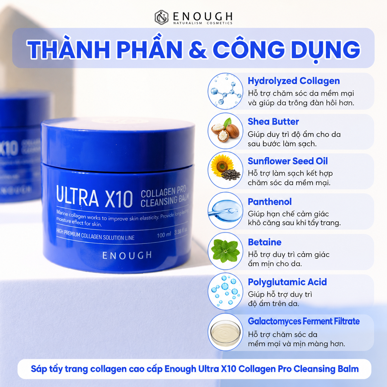 SÁP TẨY TRANG COLLAGEN CAO CẤP ENOUGH ULTRA X10 COLLAGEN PRO CLEANSING BALM 100ML