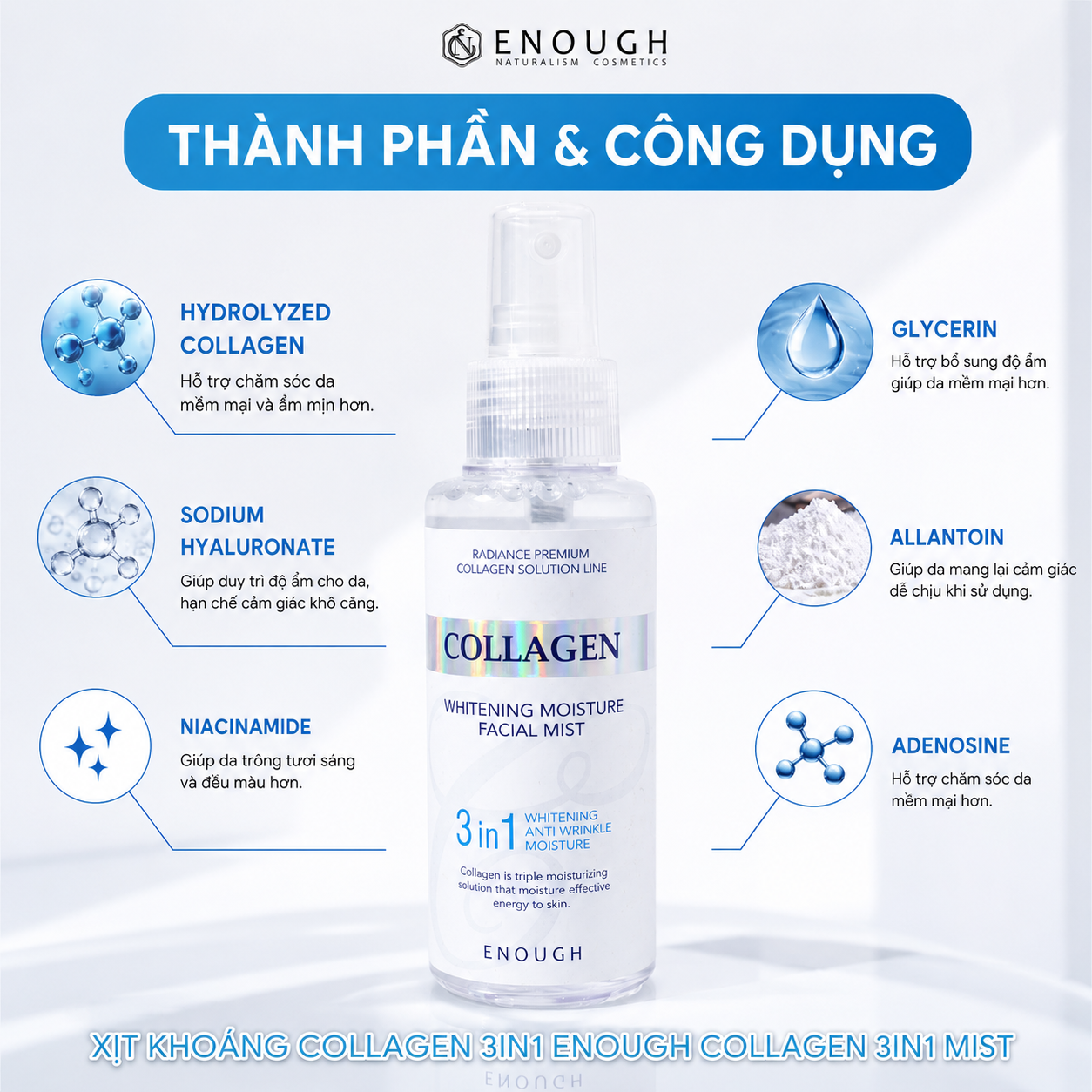 XỊT KHOÁNG COLLAGEN 3IN1 ENOUGH COLLAGEN 3IN1 MIST 100ML