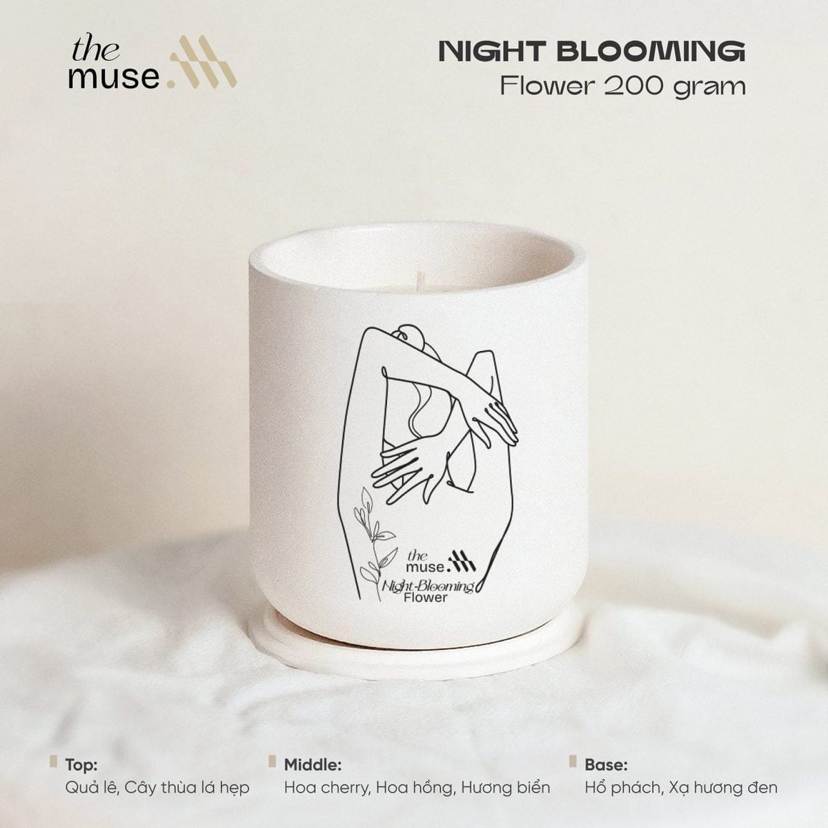 Nến thơm The Muse - Night-blooming Flower - Hương Nước Hoa Nữ