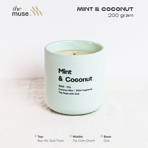 Nến thơm The Muse - Mint & Coconut - Hương Bạc Hà & Dừa