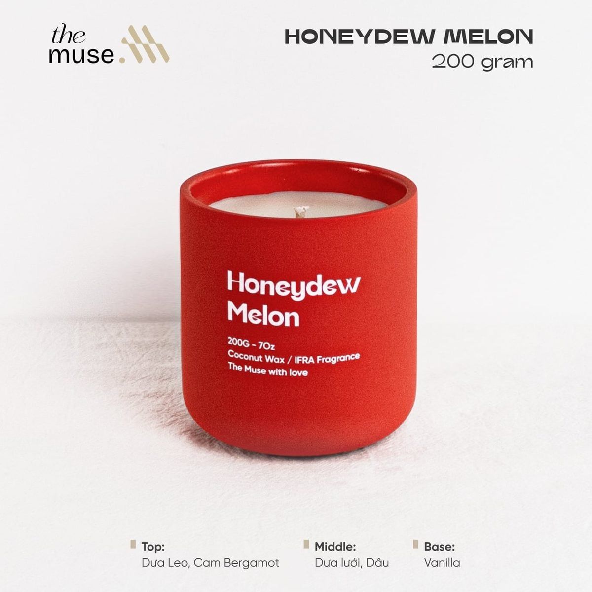 Nến thơm The Muse - Honeydew Melon - Hương Ngọt Dịu Trái Cây