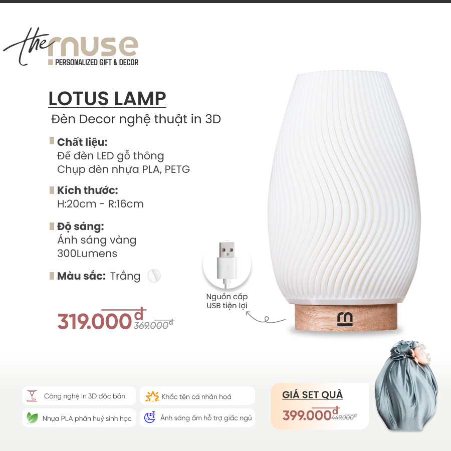 Lotus Lamp - Đèn bàn nghệ thuật lấy cảm hứng từ thiên nhiên