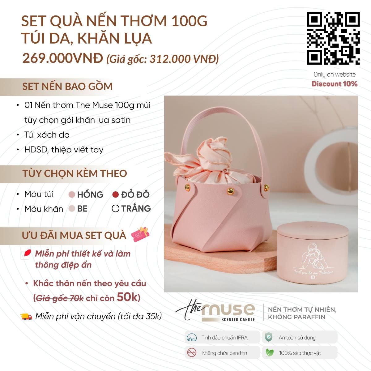 Túi da khăn lụa
