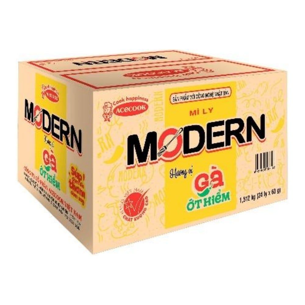  Thùng Mì Ly Modern Gà Ớt Hiểm 24 ly 