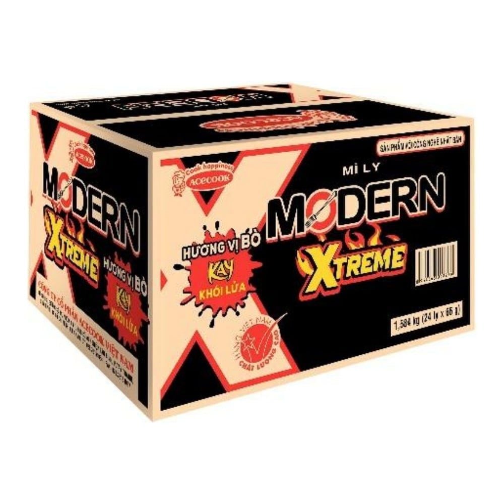  Thùng Mì Ly Modern Xtreme Bò Kay Khói Lửa 24 ly 