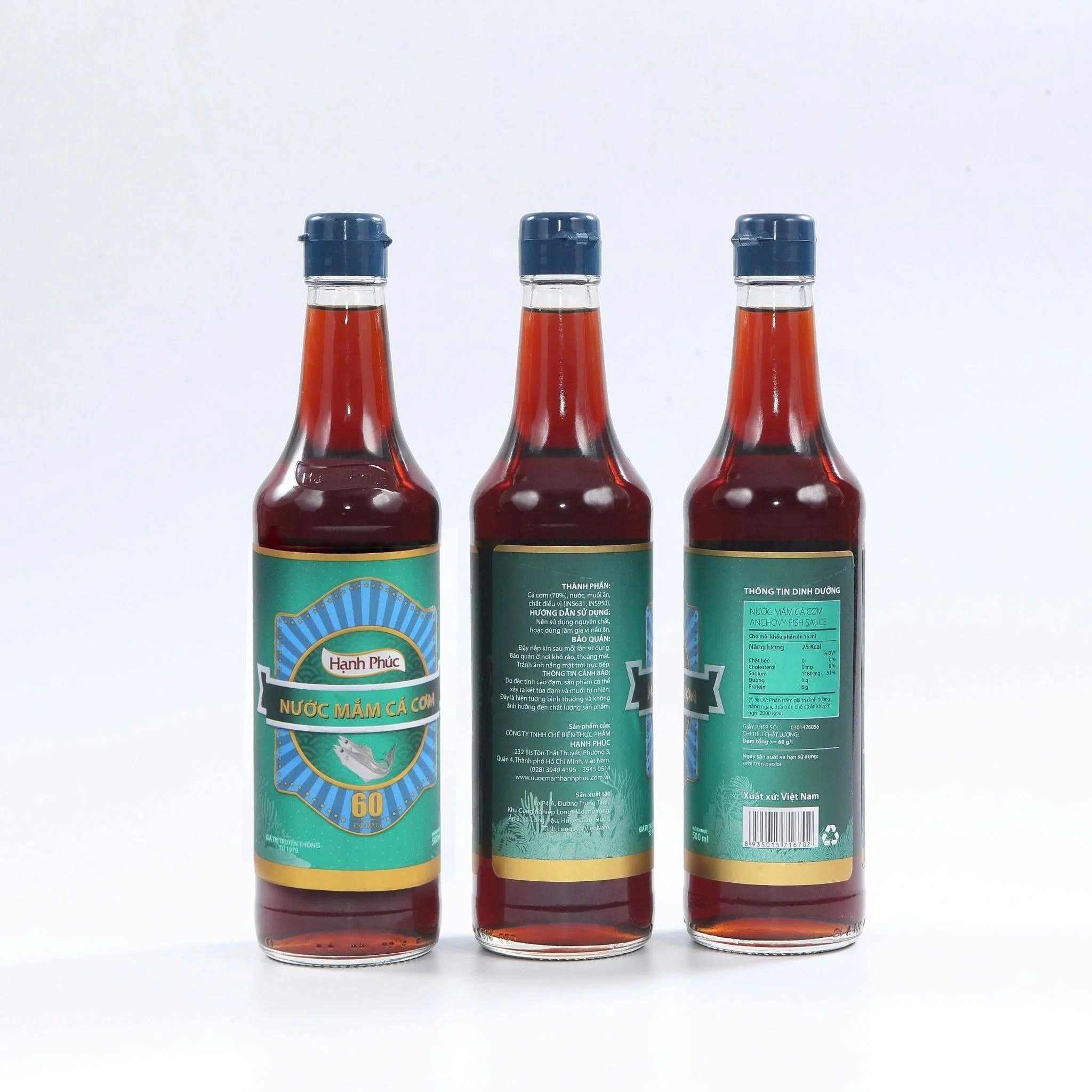  NƯỚC MẮM HẠNH PHÚC 60 ĐỘ ĐẠM 500ML X 12 CHAI 