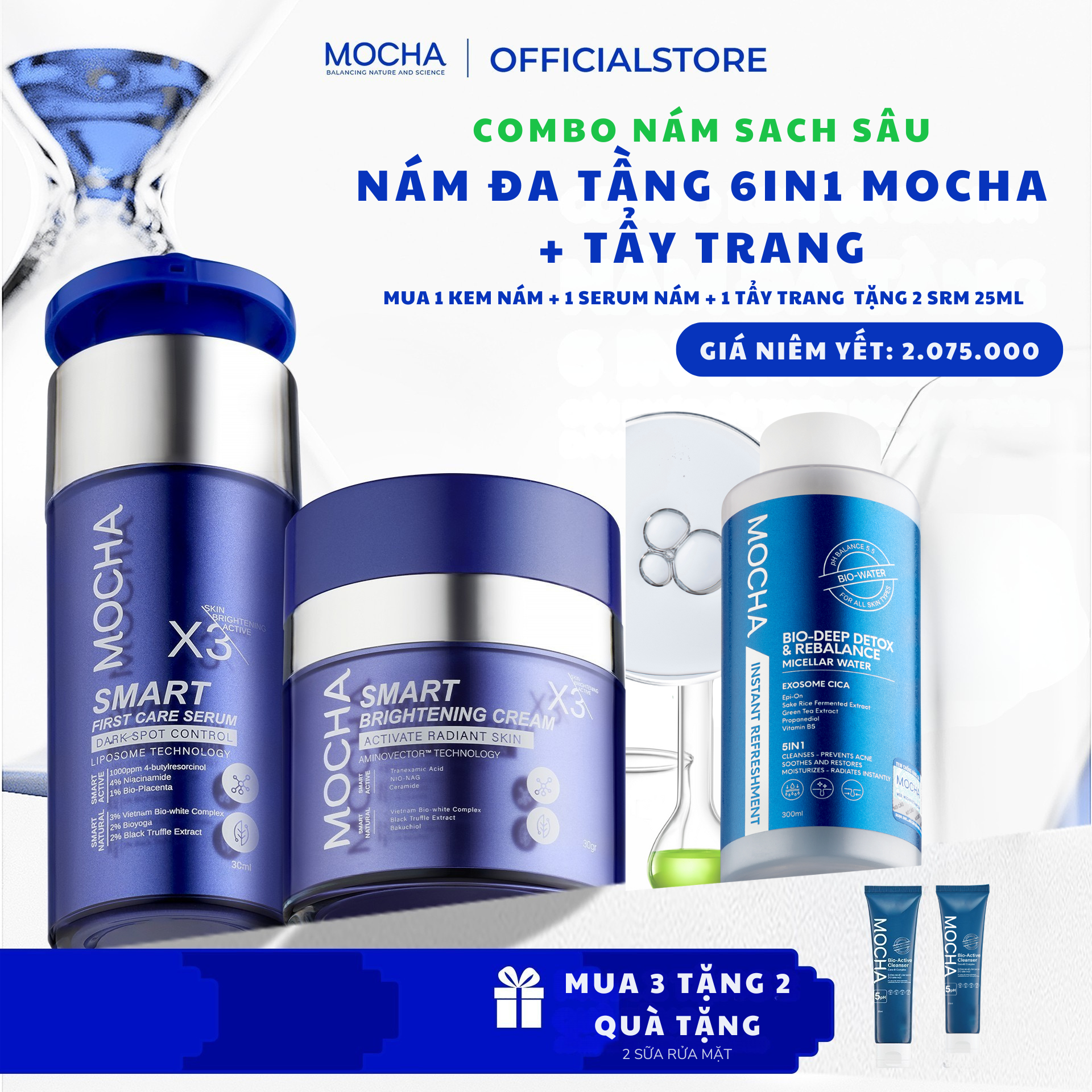  Mocha - Combo nám + Tẩy trang 