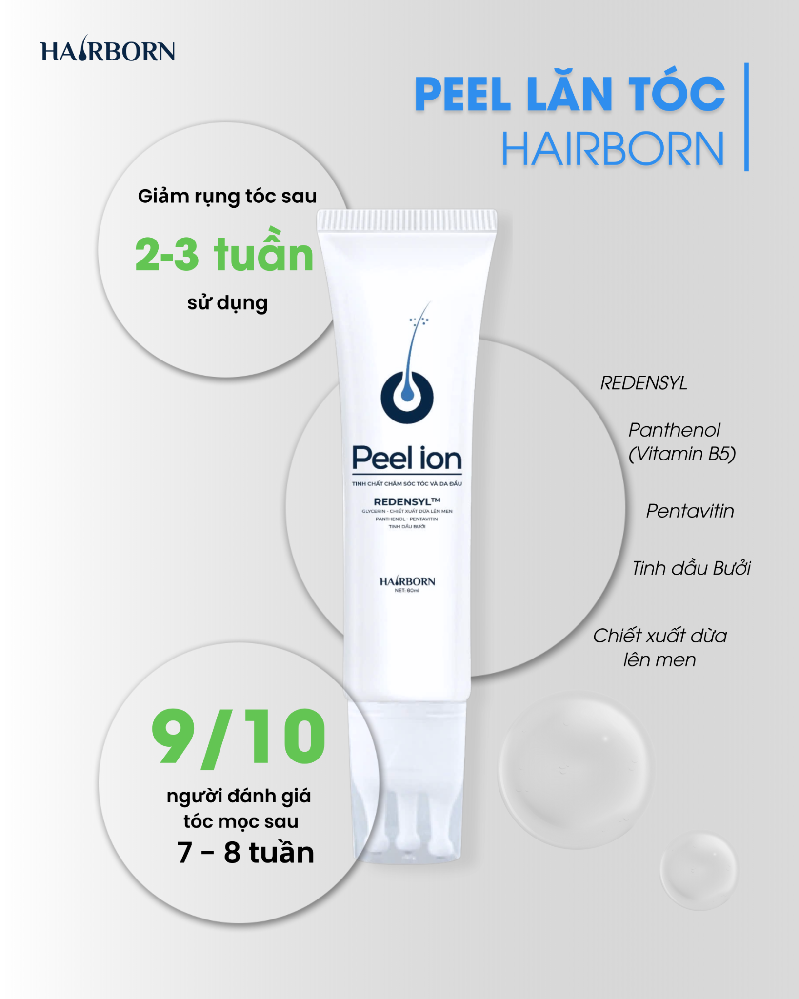  Hairborn - Peel lăn kích mọc tóc 