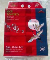 Giấy ăn dạng rút Eco Takara từ bột gỗ nguyên sinh, 4 lớp dai và mịn, sản xuất theo công nghệ Nhật Bản