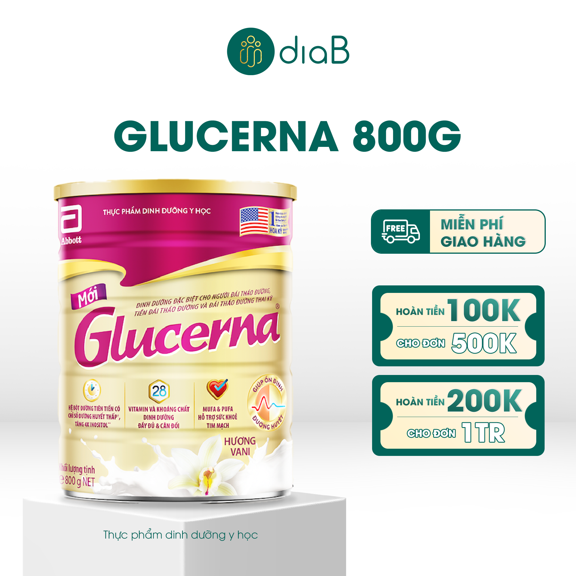  Glucerna dạng bột hương vani 800g 