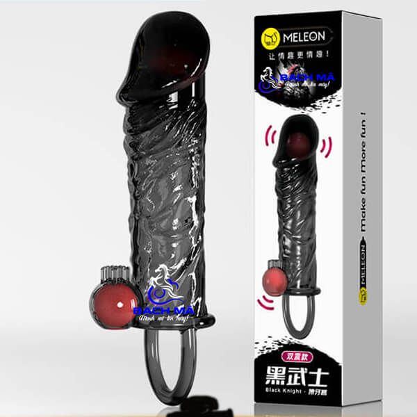  Bao cao su đôn dên 2 bi rung da đen tăng kích thước dương vật k9 