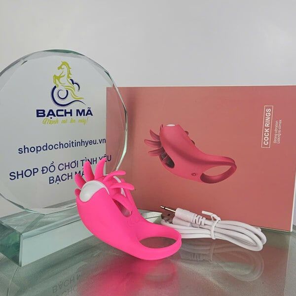 Vòng đeo dương vật kết hợp lưỡi liếm massage âm vật G-spot rung 10 chế độ 