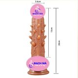  Dương vật giả gai bi có đế hít tường rung thụt nhiệt cho nữ x1 