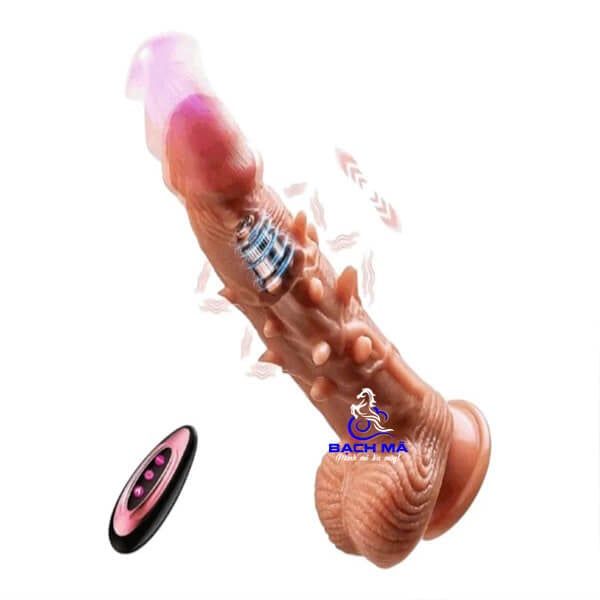  Dương vật giả gai bi có đế hít tường rung thụt nhiệt cho nữ x1 