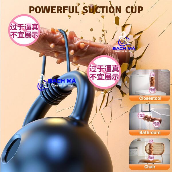  Dương vật giả gai bi có đế hít tường rung thụt nhiệt cho nữ x2 
